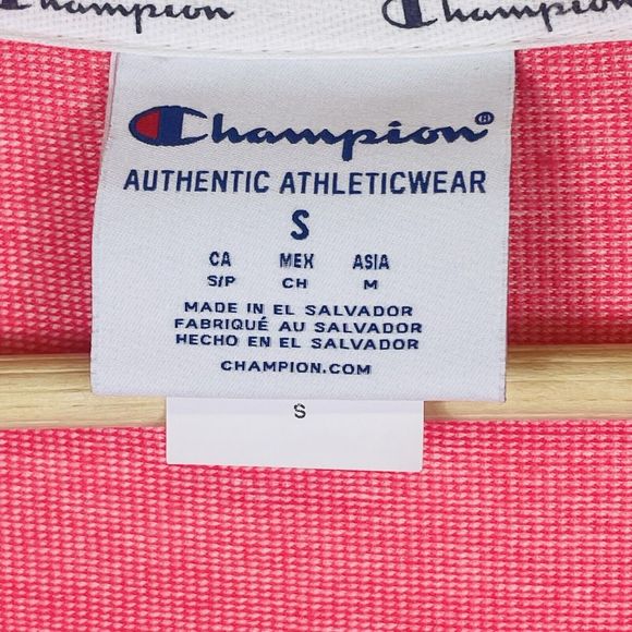 Champion Pink White Stripe Cropped Lightweight Sweatshirt Shirt Top Womens Small - Picture 5 of 6
